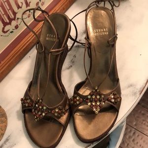 Stuart Weitzman Ankle wrap Stoned Wedges 8.5 Medium